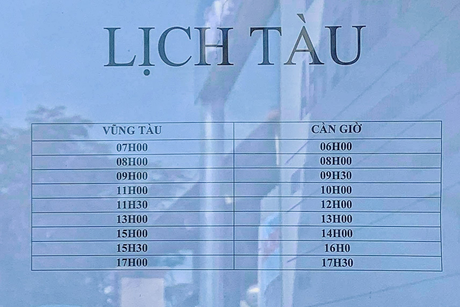 Lịch tàu tham khảo (có thể thay đổi theo ngày) - Nguồn ảnh: Đạt Lê